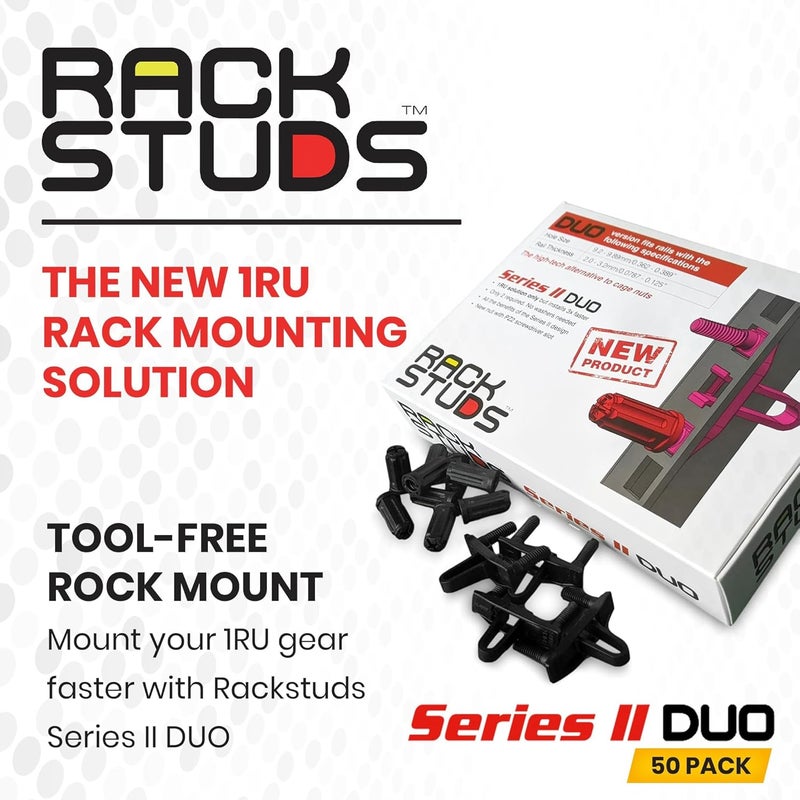 Rackstuds DUO50 1RU Series II Rack Mount Solution - Effortless Alternative to Traditional Rack Screws and Cage Nuts & Server Rack Screws Ideal for Server Hardware Setup - 50 Pack, Universal Version - Image 2